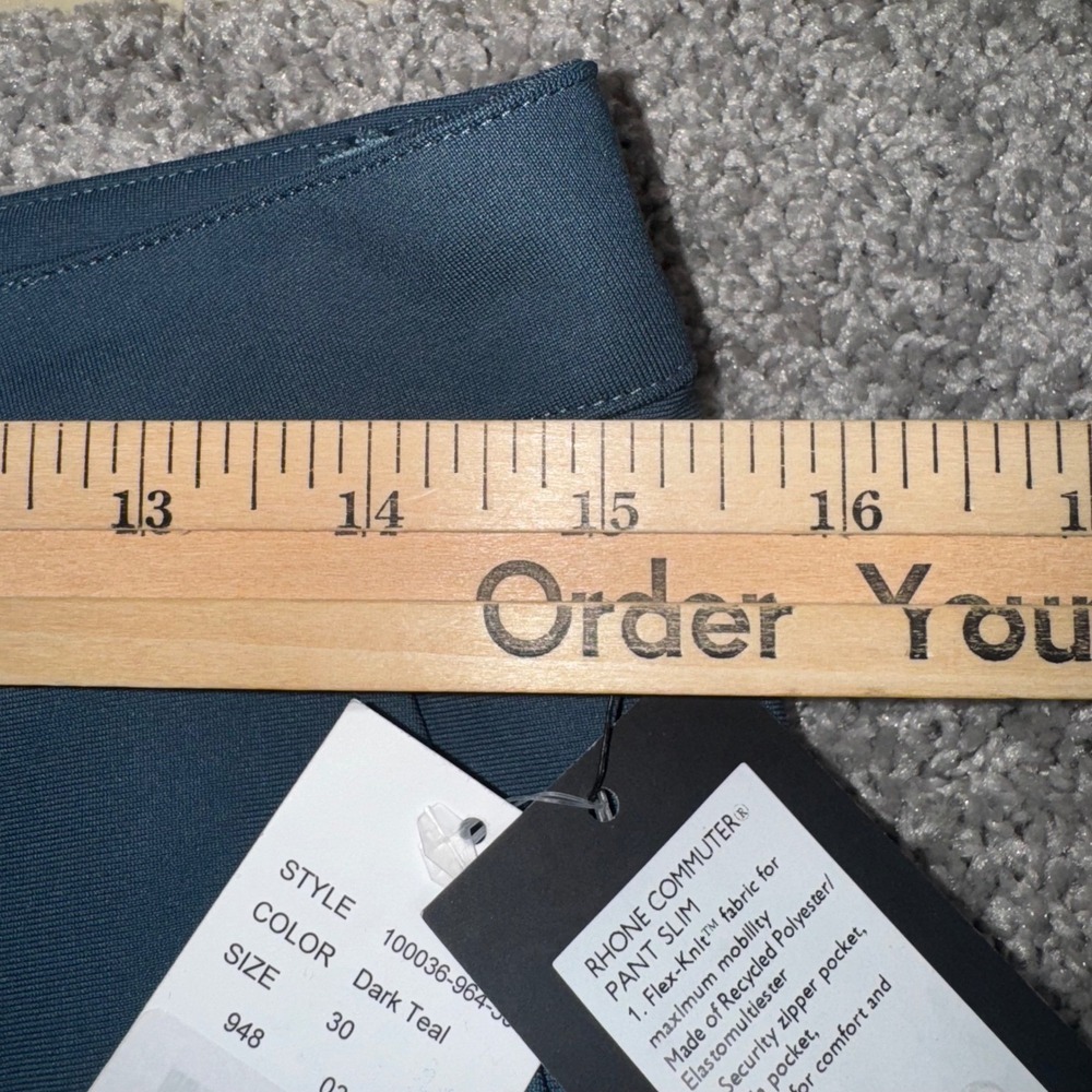 RHONE Commuter Pants Slim Fit Dark Teal Flex Knit Stretch Mens Size 30x33 NEW - Picture 5 of 9